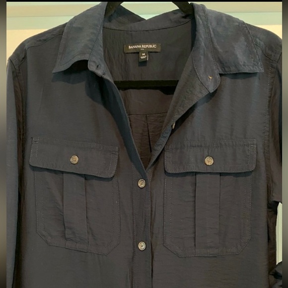 Banana Republic Shirt Dress Midi Long Navy Cargo size Medium - Picture 4 of 9
